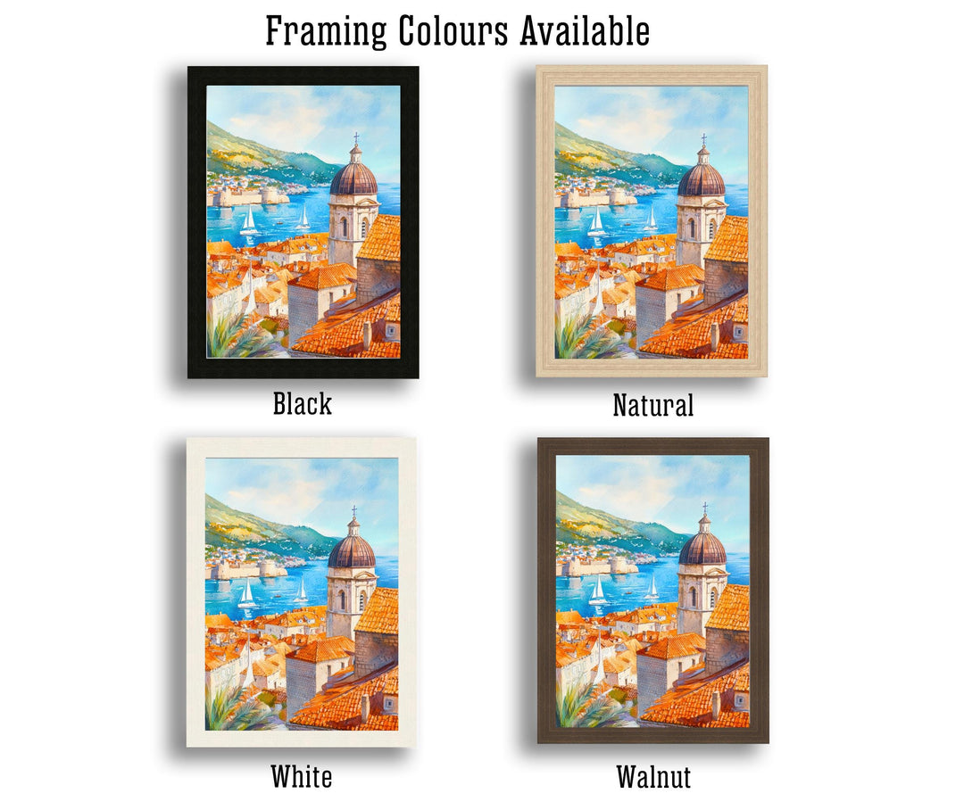 Dubrovnik Croatia Watercolor Painting Poster Wall Art Adriatic Coastal City Print Gift for Europe Travel Lovers and Fans of Scenic Historic