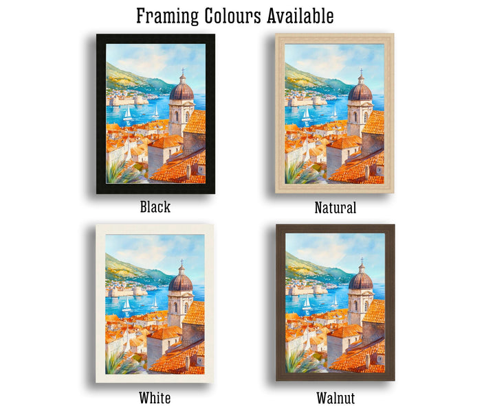 Dubrovnik Croatia Watercolor Painting Poster Wall Art Adriatic Coastal City Print Gift for Europe Travel Lovers and Fans of Scenic Historic