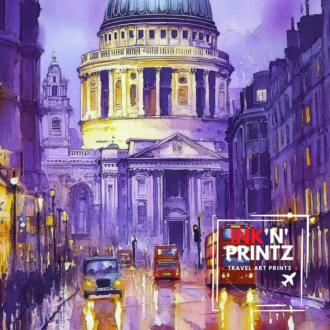 St Pauls Cathedral London Travel Poster Print England Wall Art British Landmark Decor Gift