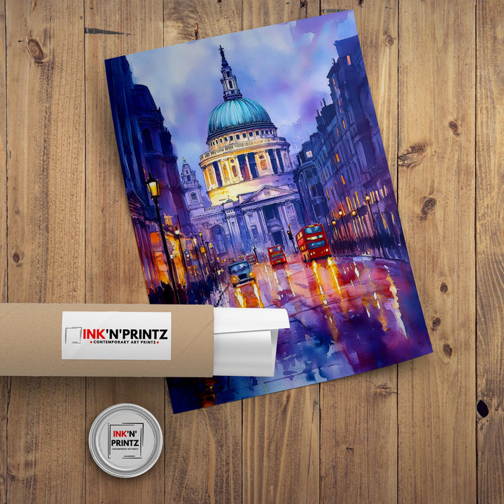St Pauls Cathedral London Travel Poster Print England Wall Art British Landmark Decor Gift
