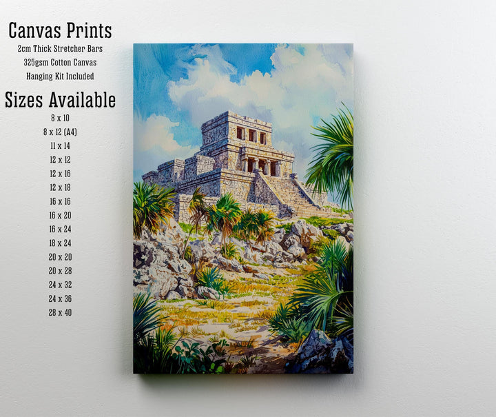 Tulum Mexico Travel Poster Print Mayan Ruins Wall Art Mexican Coastal Decor Scenic Landscape Gift