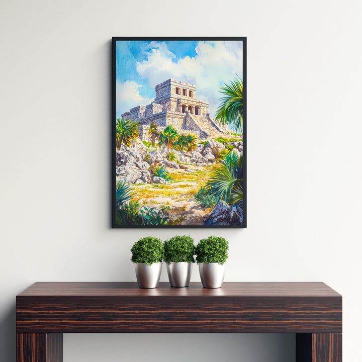Tulum Mexico Travel Poster Print Mayan Ruins Wall Art Mexican Coastal Decor Scenic Landscape Gift