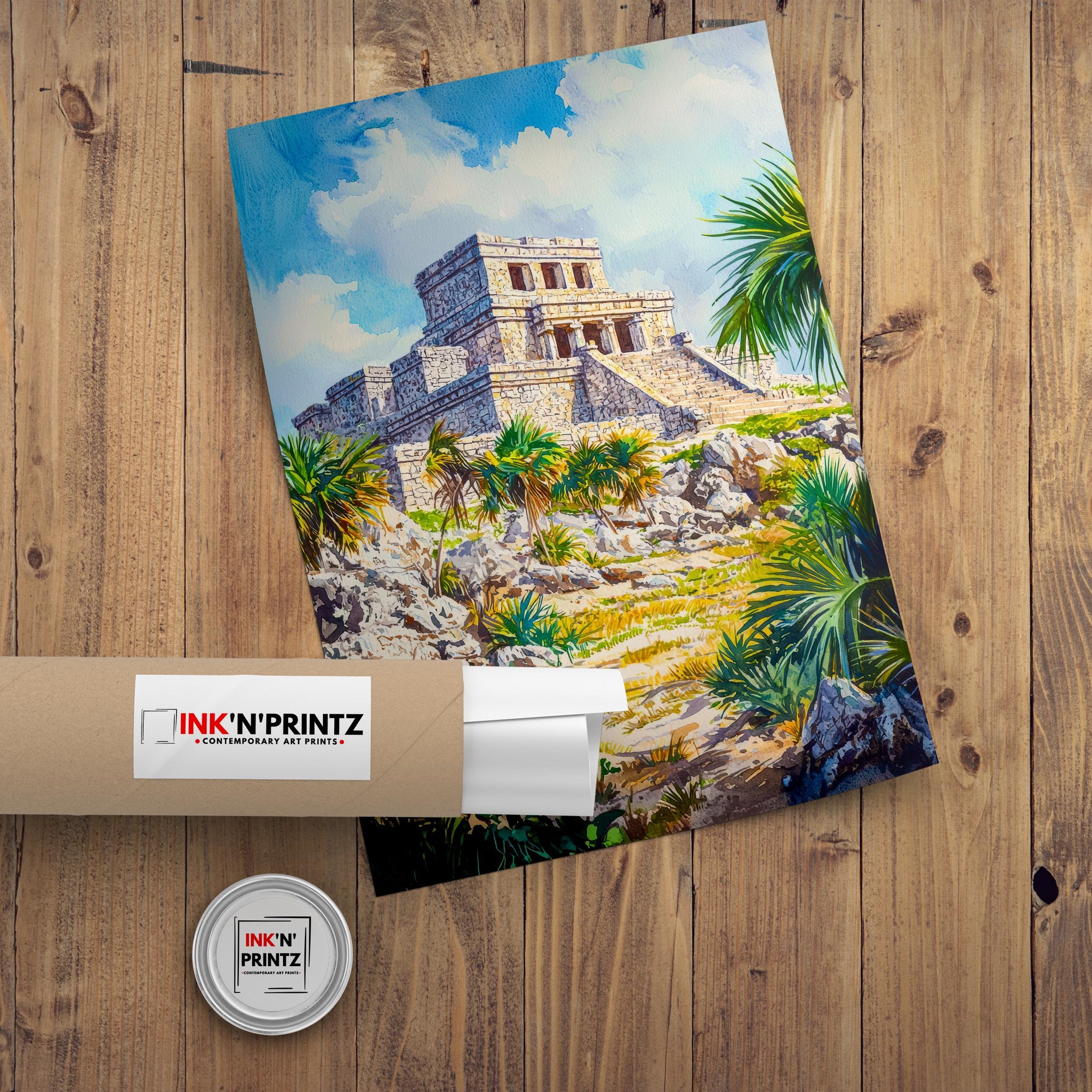 Tulum Mexico Travel Poster Print Mayan Ruins Wall Art Mexican Coastal Decor Scenic Landscape Gift