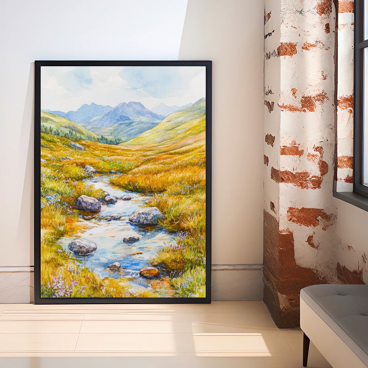 Lake District Watercolour Painting Poster England Wall Art Countryside Landscape Print Gift for UK Travel Lovers and Fans of Scenic Cumbrian