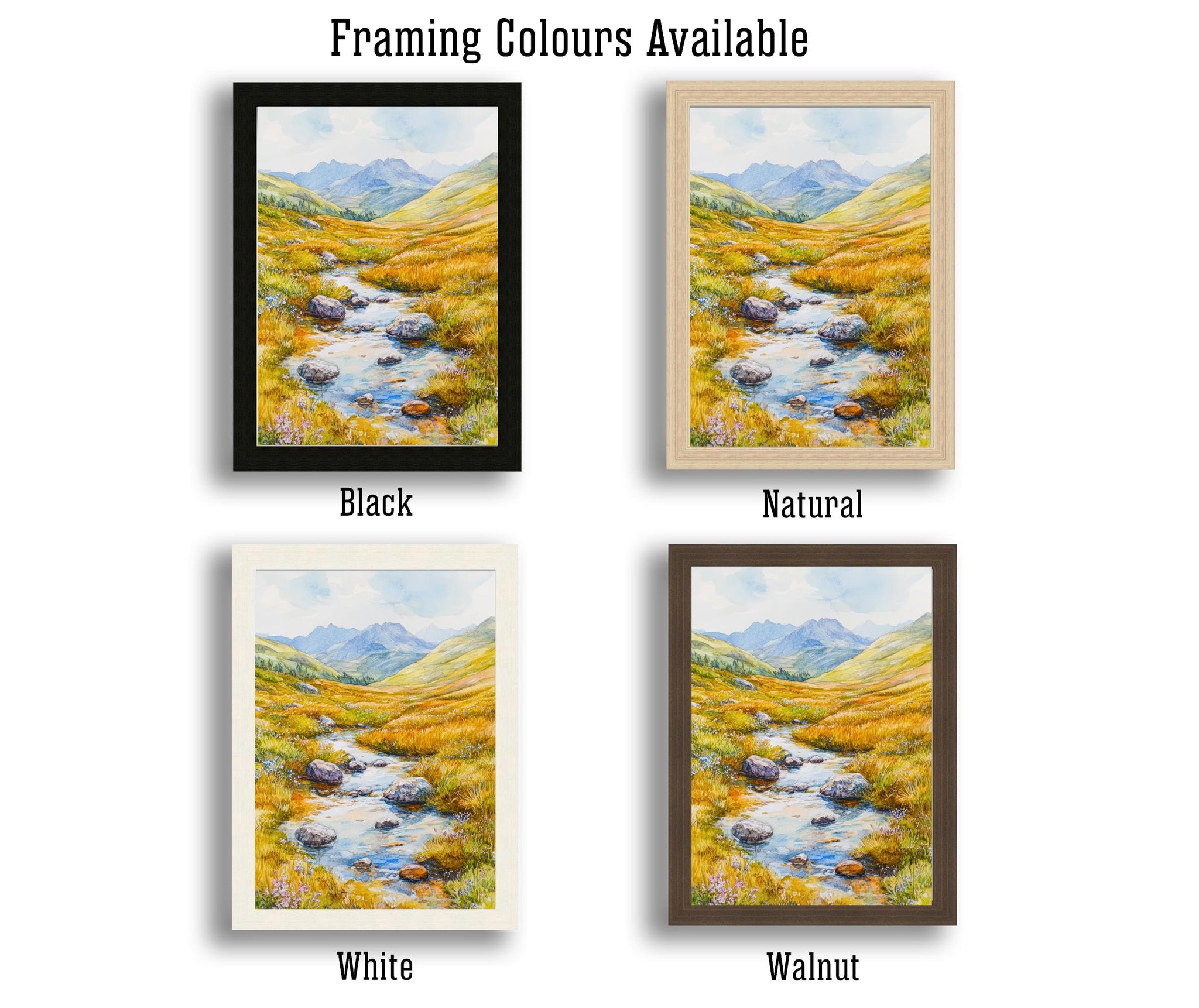 Lake District Watercolour Painting Poster England Wall Art Countryside Landscape Print Gift for UK Travel Lovers and Fans of Scenic Cumbrian