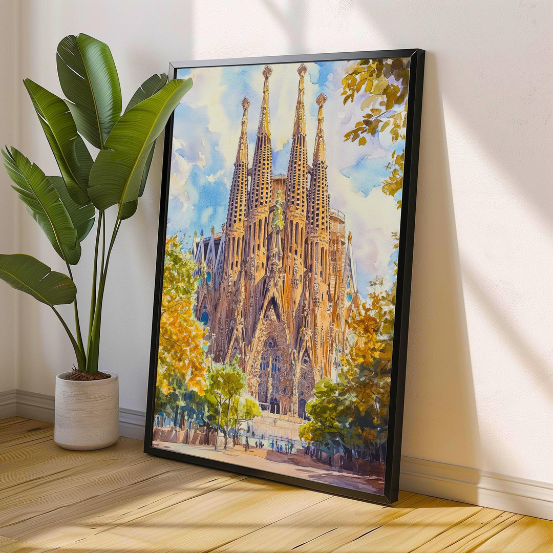 Barcelona Spain Travel Poster Print Catalonia Wall Art Spanish City Decor European Architecture Gift
