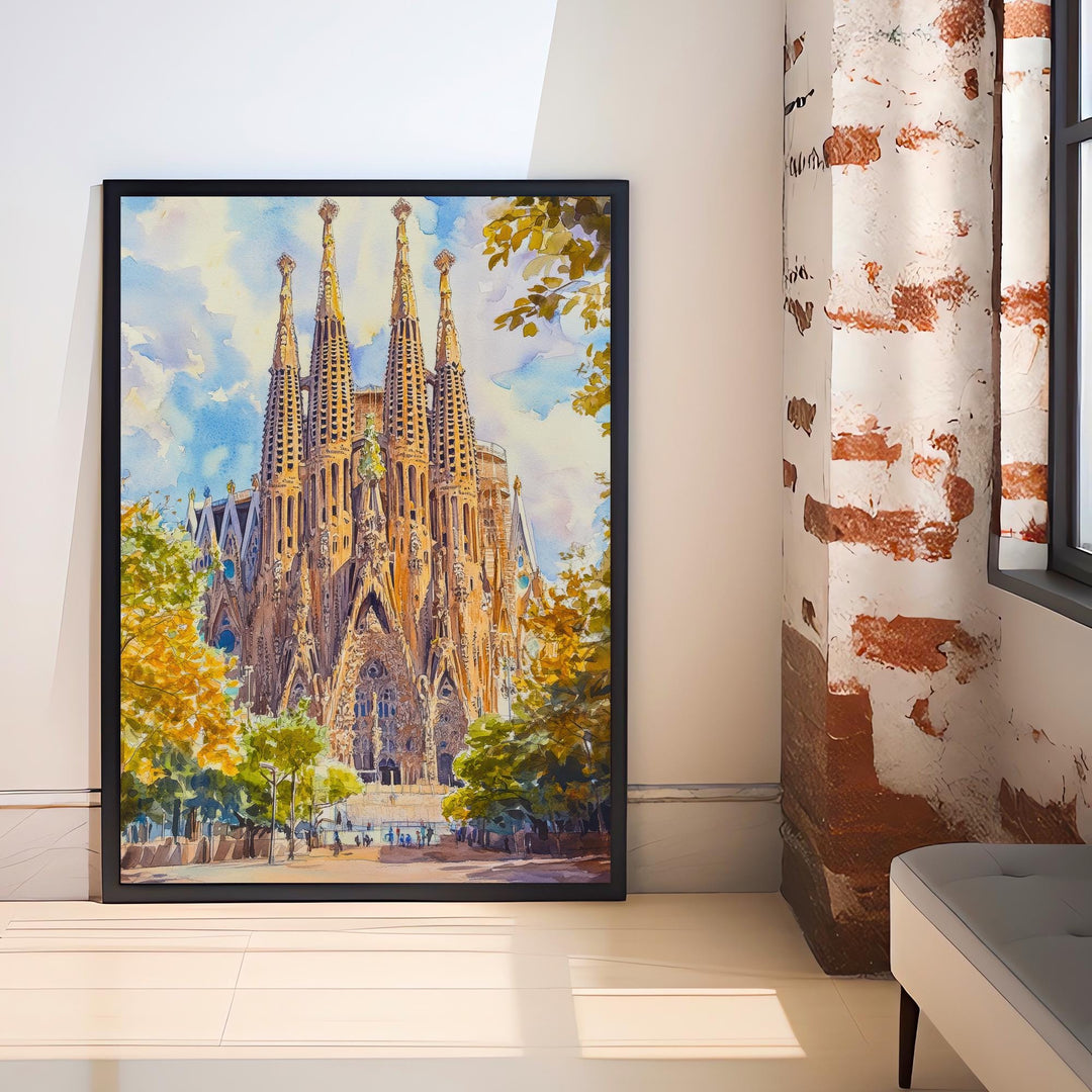 Barcelona Spain Travel Poster Print Catalonia Wall Art Spanish City Decor European Architecture Gift