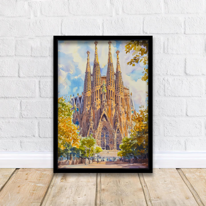 Barcelona Spain Travel Poster Print Catalonia Wall Art Spanish City Decor European Architecture Gift