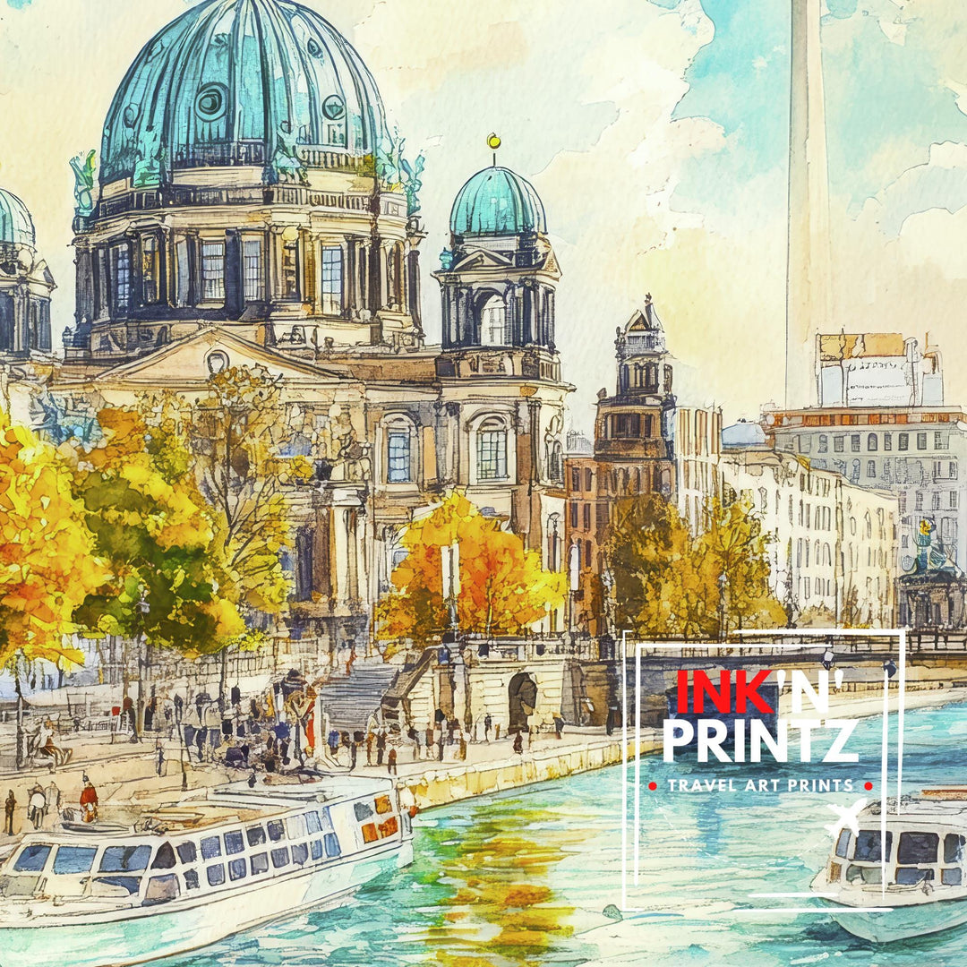 Berlin Germany Travel Poster Print European City Wall Art German Landmark Decor Gift