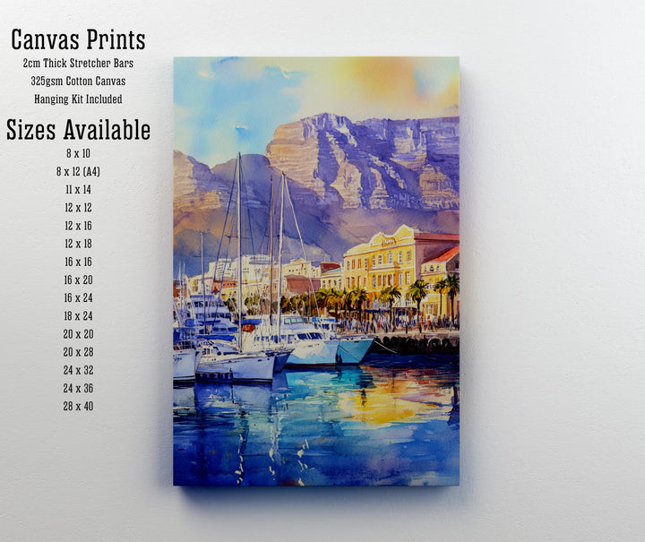 Cape Town South Africa Travel Poster Print Table Mountain Wall Art Scenic Coastal City Decor Gift for Africa Lovers and Landscape