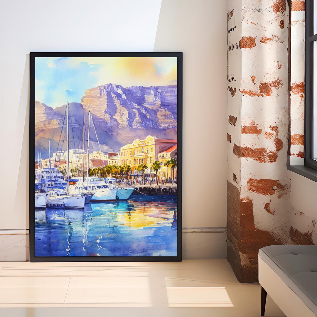 Cape Town South Africa Travel Poster Print Table Mountain Wall Art Scenic Coastal City Decor Gift for Africa Lovers and Landscape