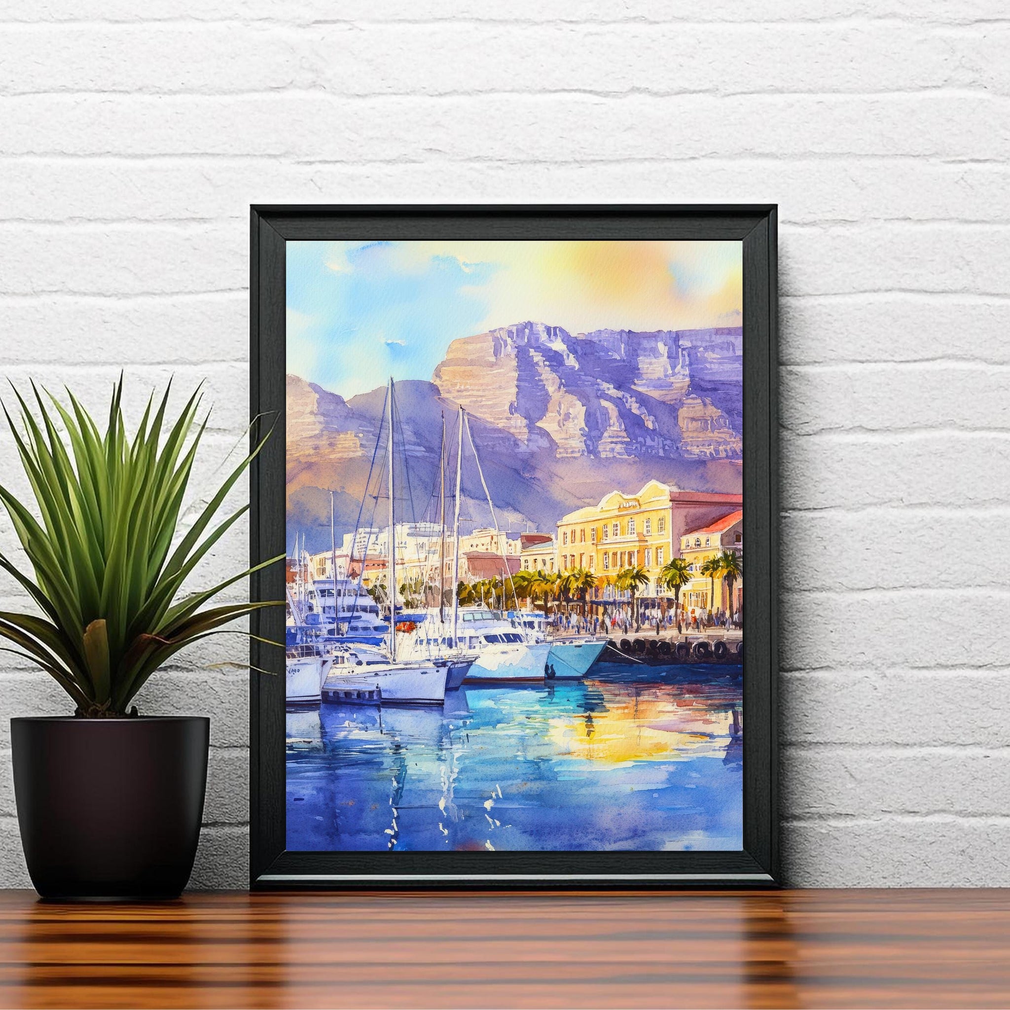 Cape Town South Africa Travel Poster Print Table Mountain Wall Art Scenic Coastal City Decor Gift for Africa Lovers and Landscape