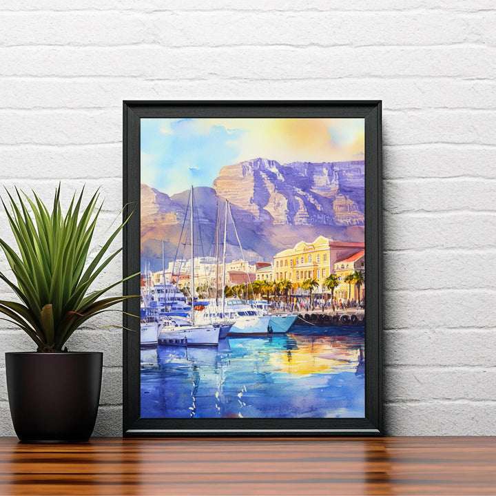 Cape Town South Africa Travel Poster Print Table Mountain Wall Art Scenic Coastal City Decor Gift for Africa Lovers and Landscape