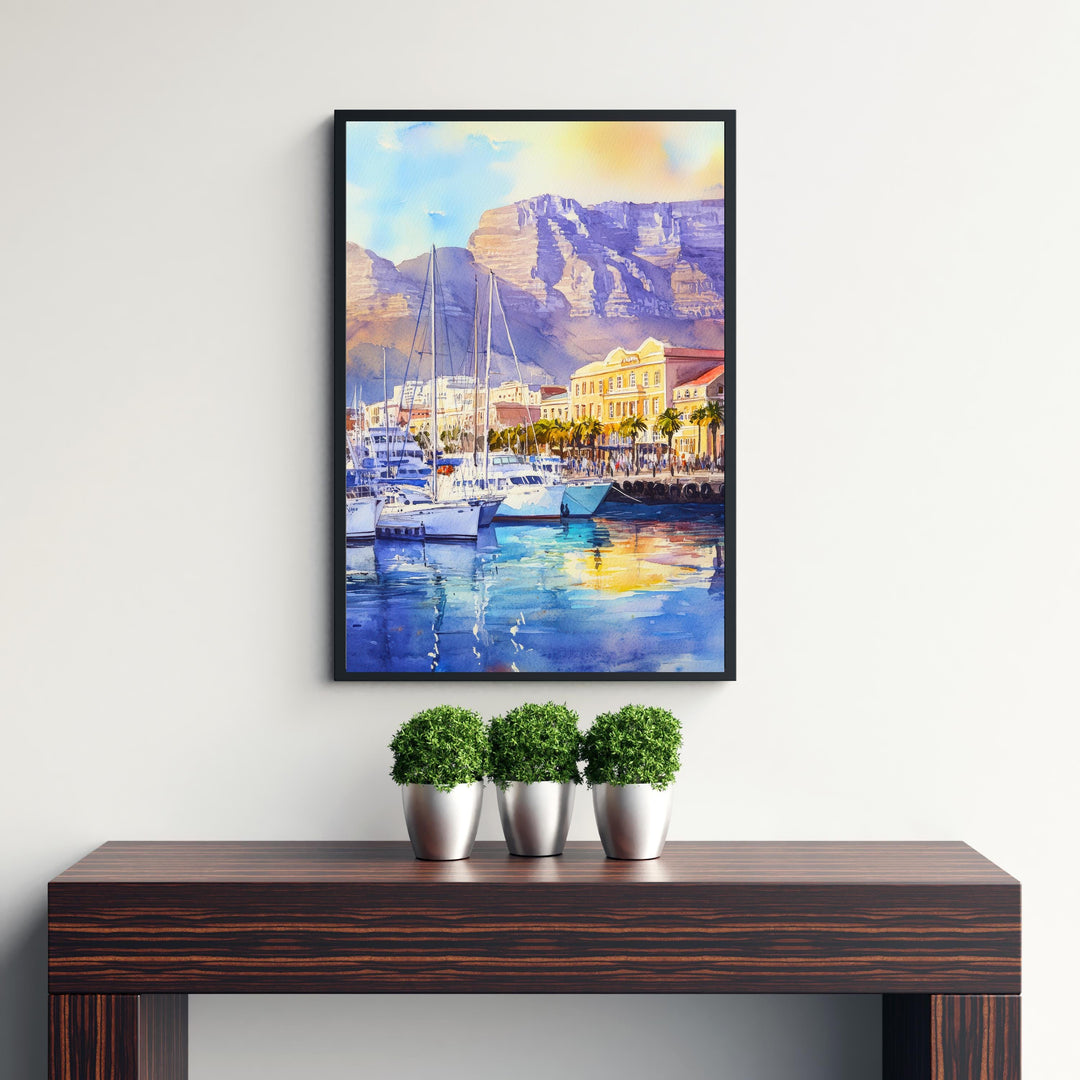 Cape Town South Africa Travel Poster Print Table Mountain Wall Art Scenic Coastal City Decor Gift for Africa Lovers and Landscape