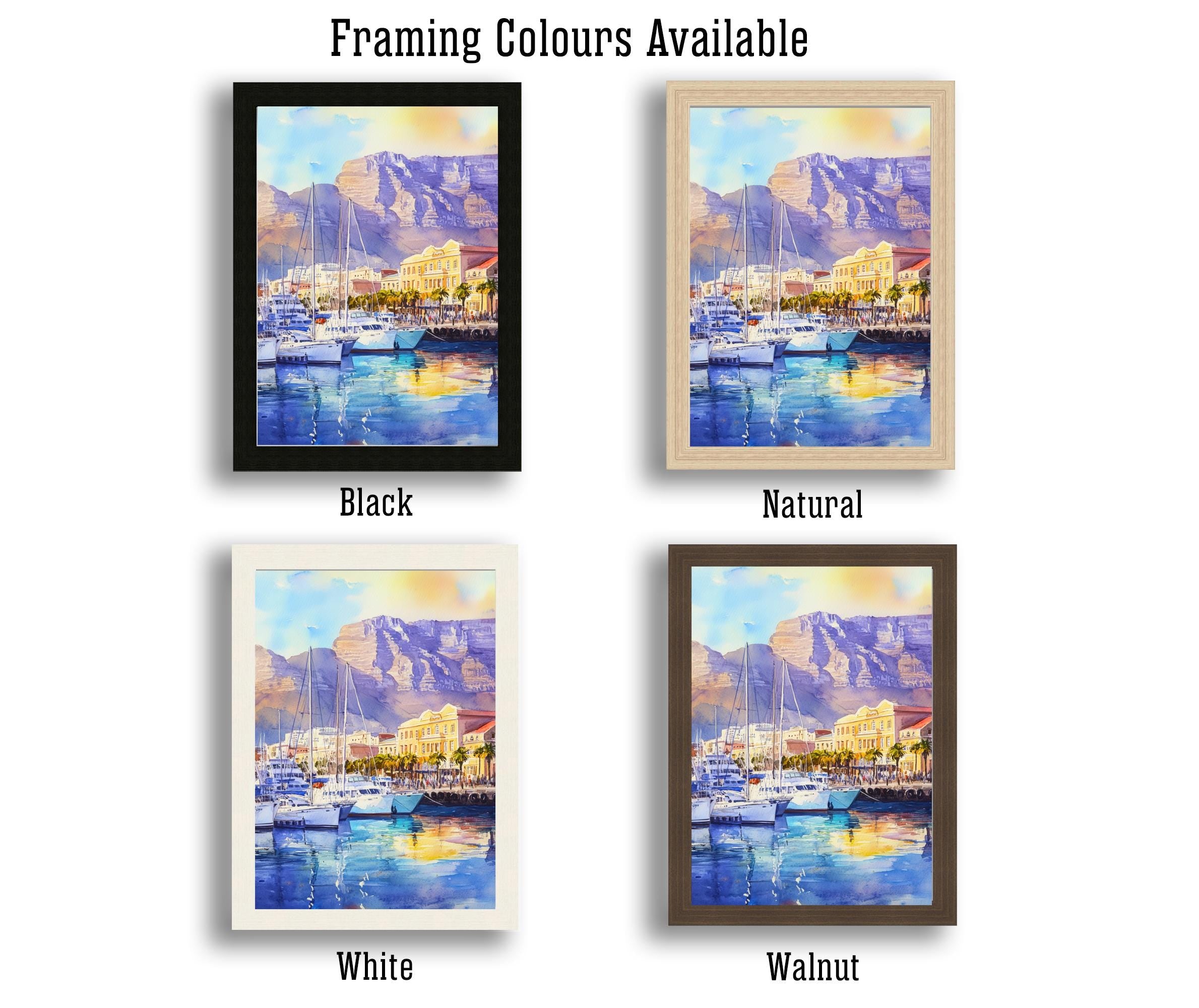Cape Town South Africa Travel Poster Print Table Mountain Wall Art Scenic Coastal City Decor Gift for Africa Lovers and Landscape