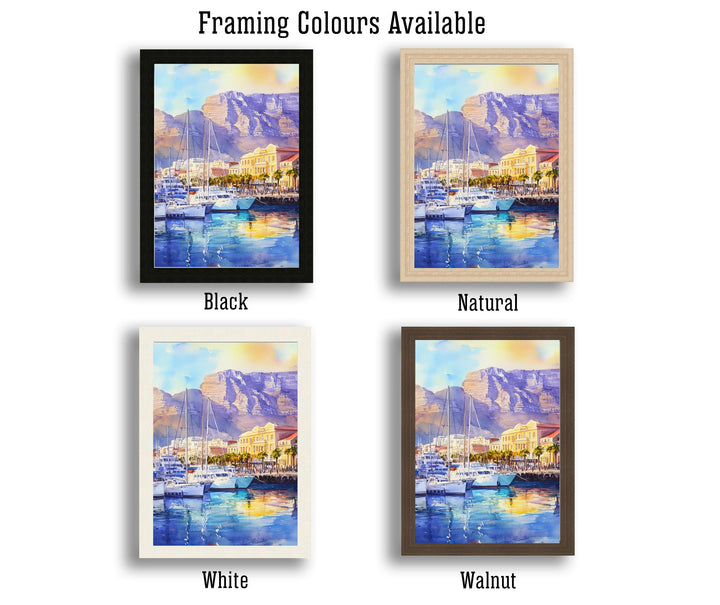 Cape Town South Africa Travel Poster Print Table Mountain Wall Art Scenic Coastal City Decor Gift for Africa Lovers and Landscape