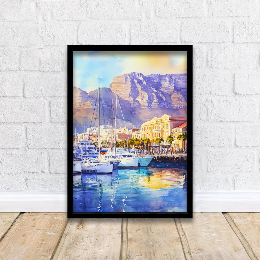 Cape Town South Africa Travel Poster Print Table Mountain Wall Art Scenic Coastal City Decor Gift for Africa Lovers and Landscape