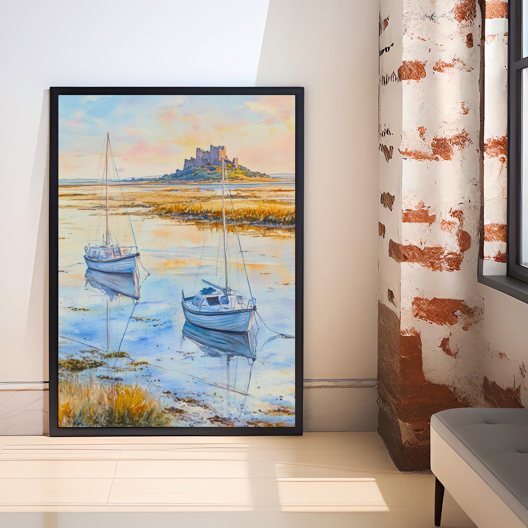 Holy Island Lindisfarne England Travel Poster Print Northumberland Wall Art Coastal Decor Gift for UK History Lovers and Scenic Landscape
