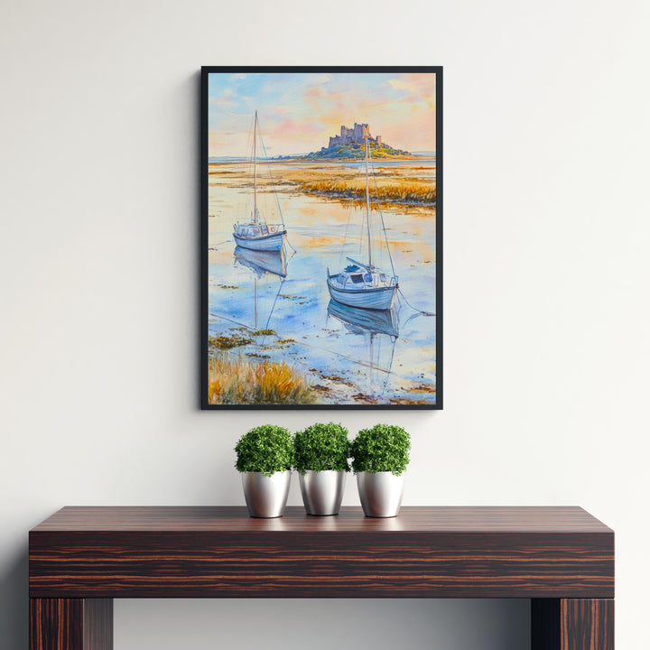 Holy Island Lindisfarne England Travel Poster Print Northumberland Wall Art Coastal Decor Gift for UK History Lovers and Scenic Landscape