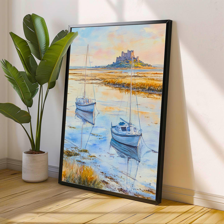 Holy Island Lindisfarne England Travel Poster Print Northumberland Wall Art Coastal Decor Gift for UK History Lovers and Scenic Landscape