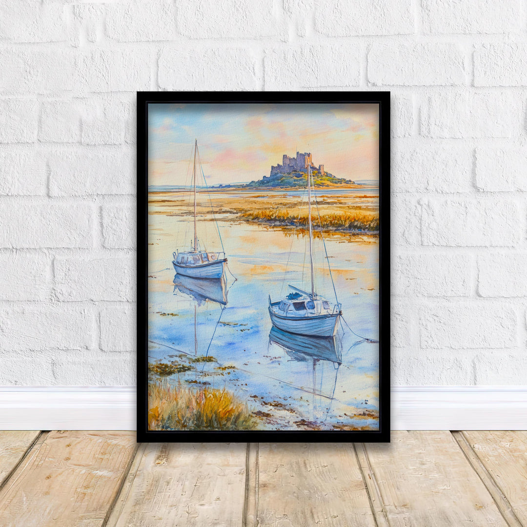 Holy Island Lindisfarne England Travel Poster Print Northumberland Wall Art Coastal Decor Gift for UK History Lovers and Scenic Landscape