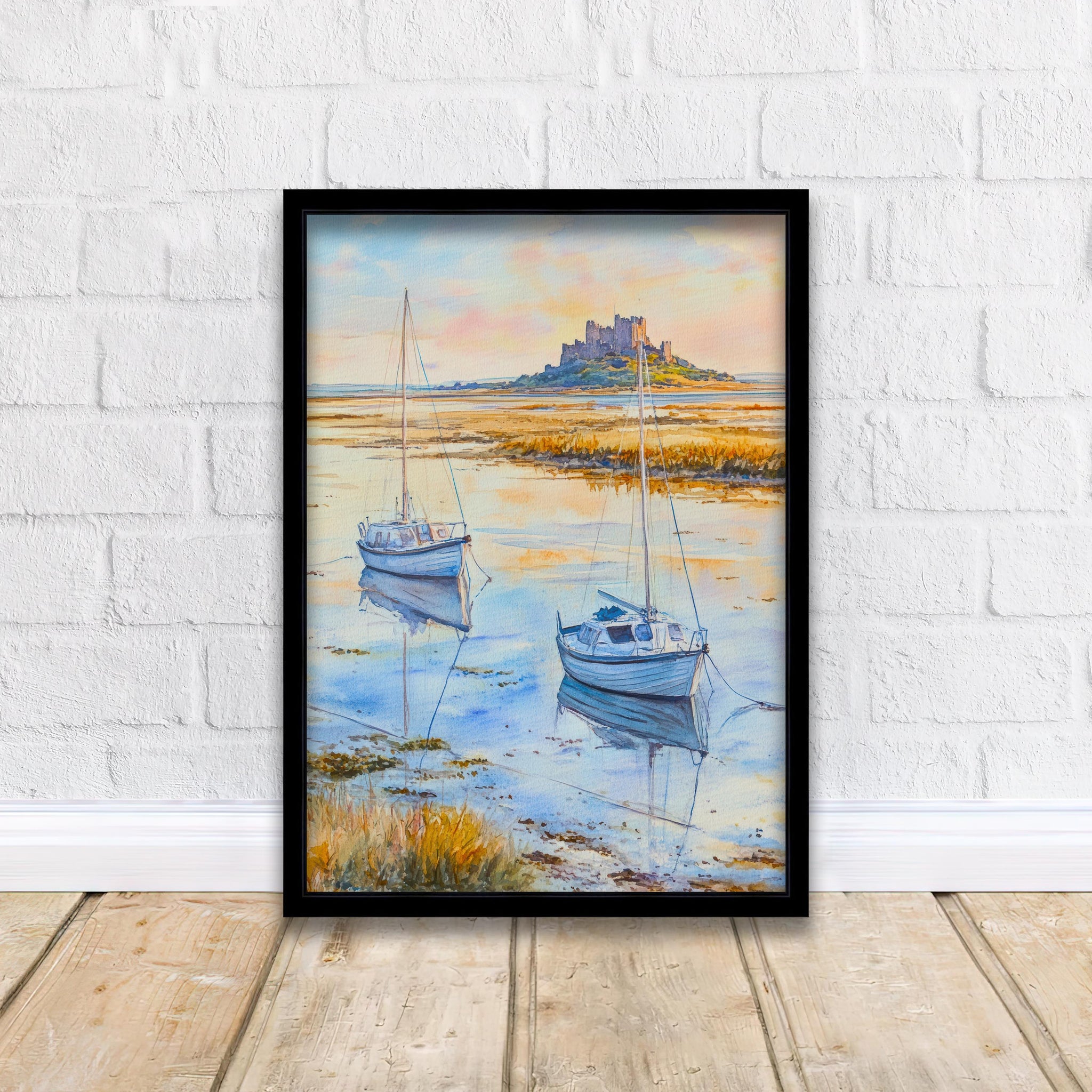 Holy Island Lindisfarne England Travel Poster Print Northumberland Wall Art Coastal Decor Gift for UK History Lovers and Scenic Landscape