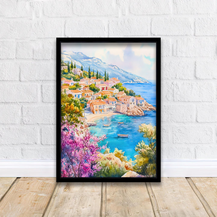 Kefalonia Greece Travel Poster Print Ionian Island Wall Art Mediterranean Coastal Decor Gift for Europe Lovers and Greek Landscape