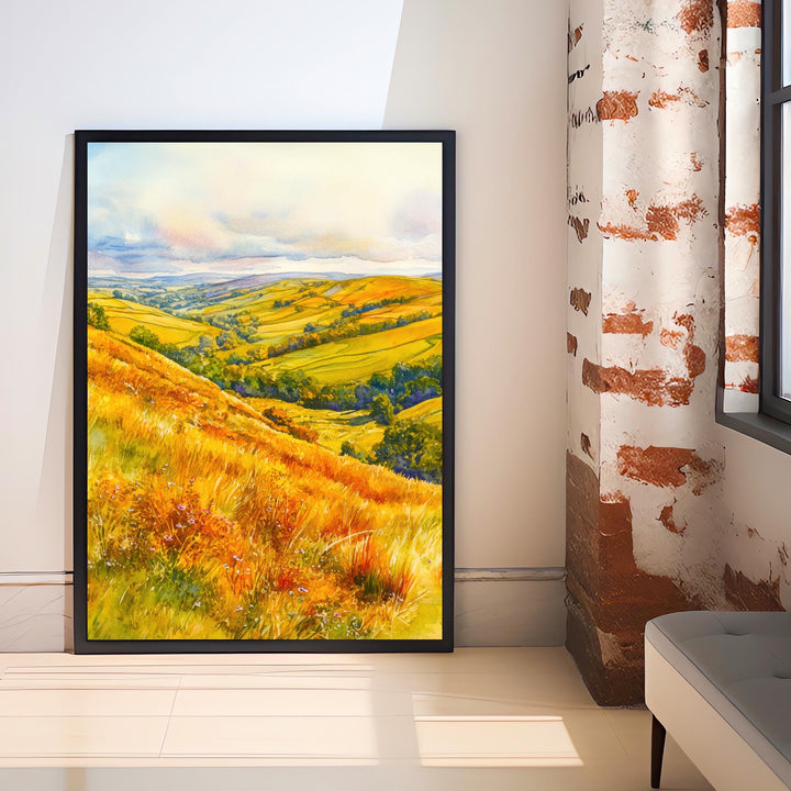 Long Mynd Shropshire England Travel Poster Print Countryside Wall Art Scenic Landscape Decor Gift for UK Nature Lovers and Walking