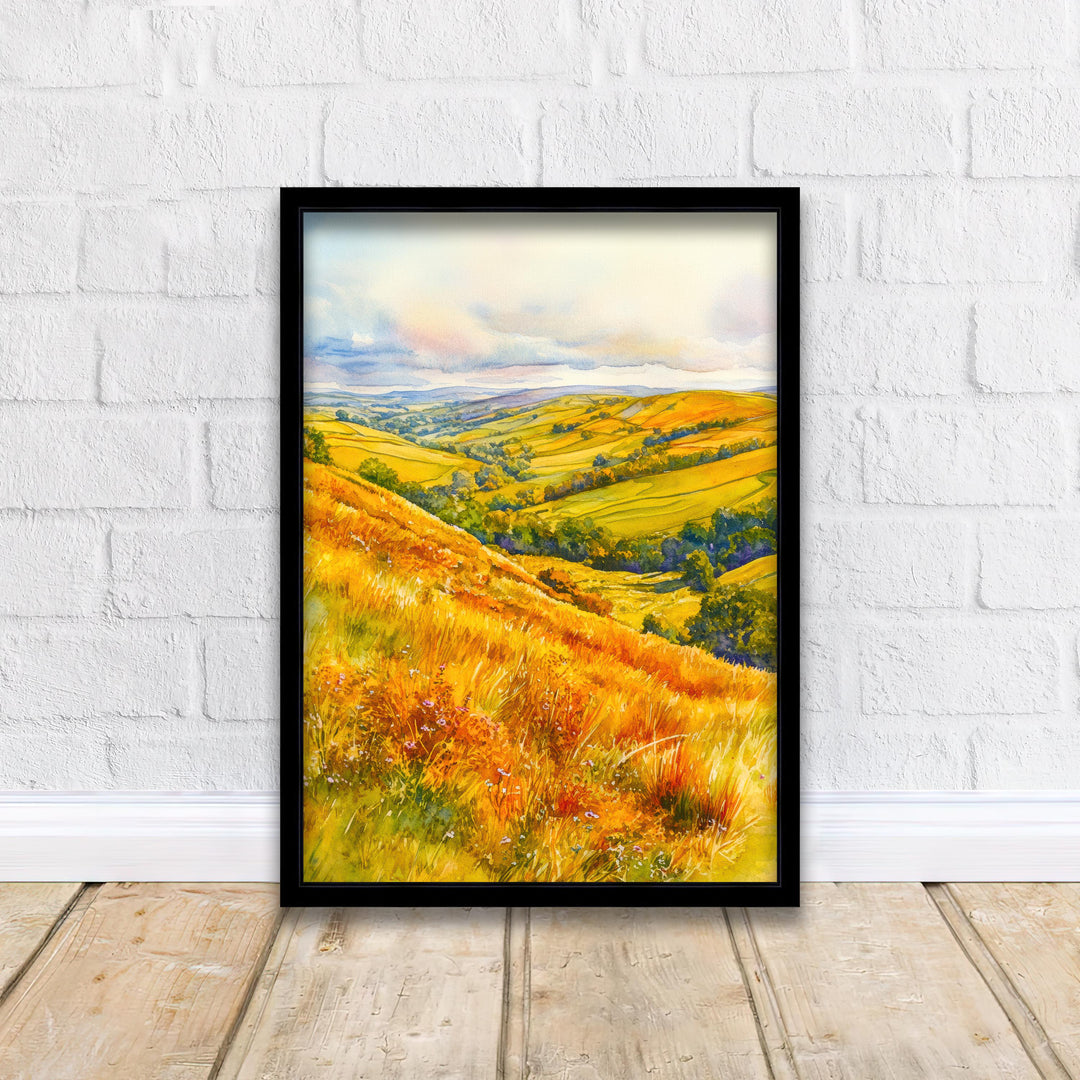Long Mynd Shropshire England Travel Poster Print Countryside Wall Art Scenic Landscape Decor Gift for UK Nature Lovers and Walking