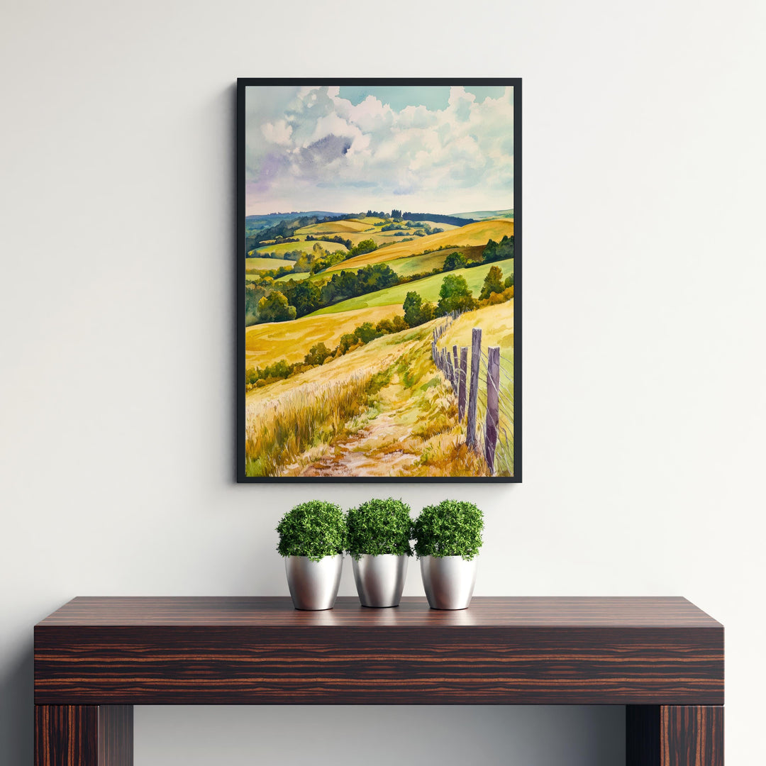 South Downs England Travel Poster Print National Park Wall Art Scenic Countryside Landscape Decor Gift for UK Nature Lovers and Walking