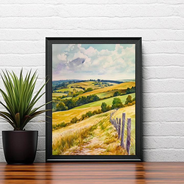 South Downs England Travel Poster Print National Park Wall Art Scenic Countryside Landscape Decor Gift for UK Nature Lovers and Walking