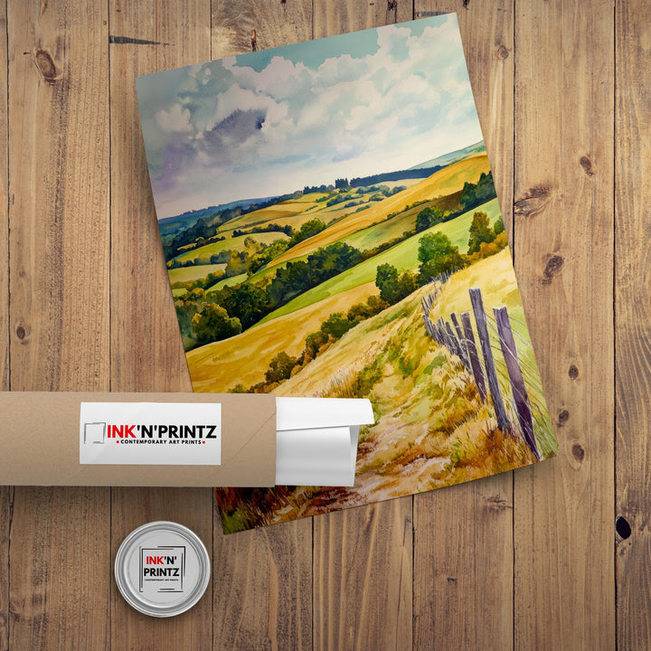 South Downs England Travel Poster Print National Park Wall Art Scenic Countryside Landscape Decor Gift for UK Nature Lovers and Walking