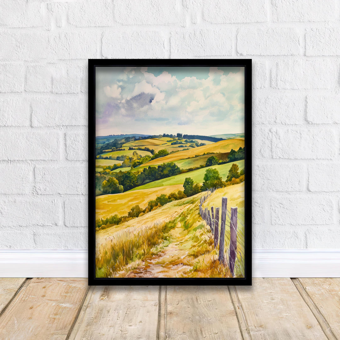 South Downs England Travel Poster Print National Park Wall Art Scenic Countryside Landscape Decor Gift for UK Nature Lovers and Walking