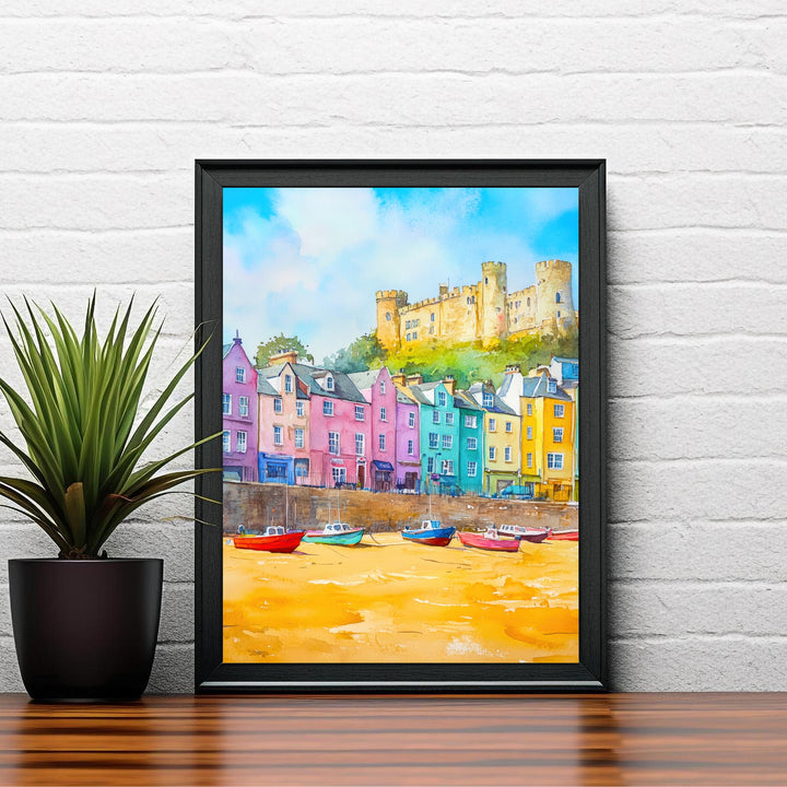 Tenby Wales Travel Poster Print Pembrokeshire Coast Wall Art Seaside Town Decor Gift for UK Beach Lovers and Scenic Coastal Landscape