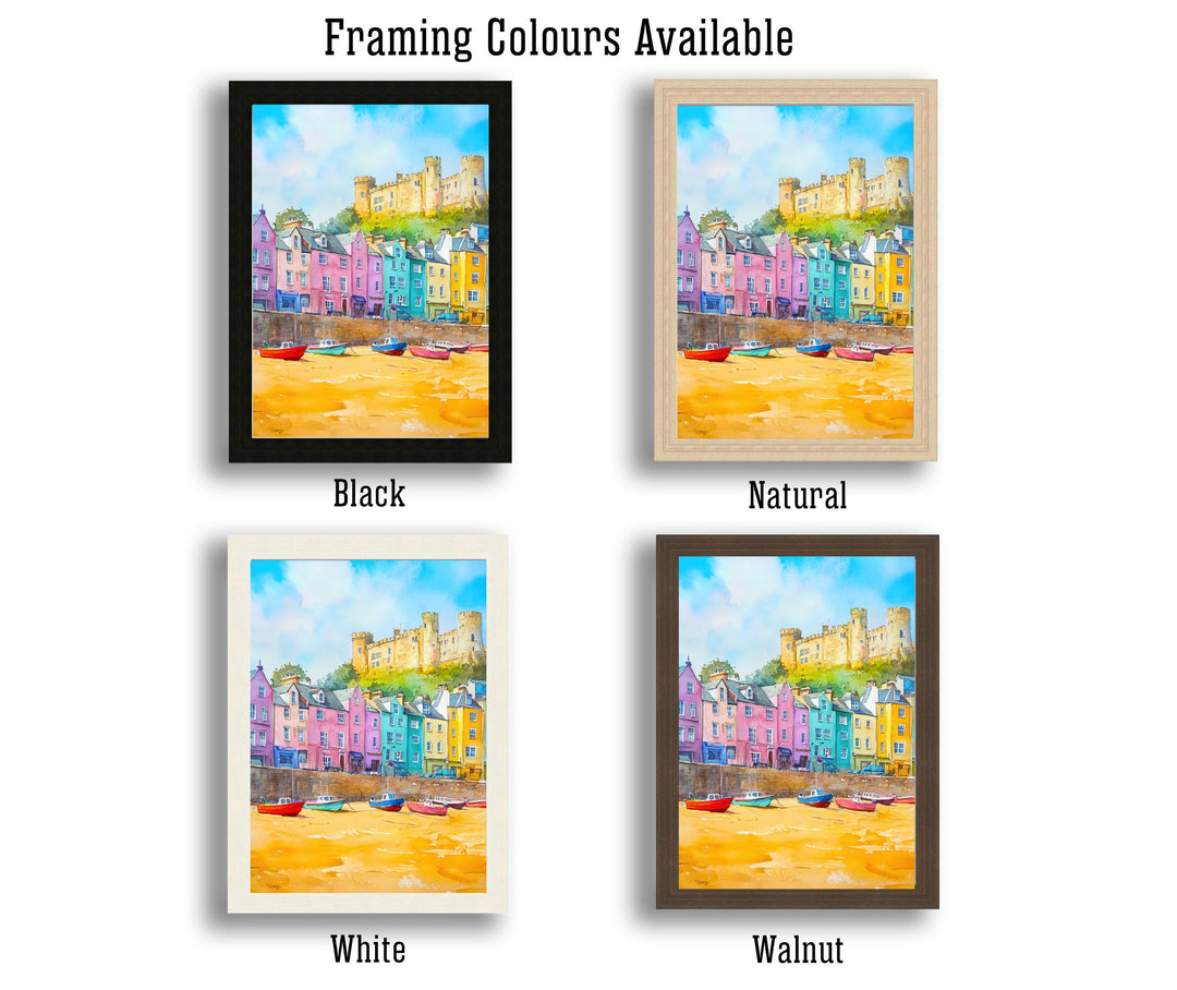 Tenby Wales Travel Poster Print Pembrokeshire Coast Wall Art Seaside Town Decor Gift for UK Beach Lovers and Scenic Coastal Landscape