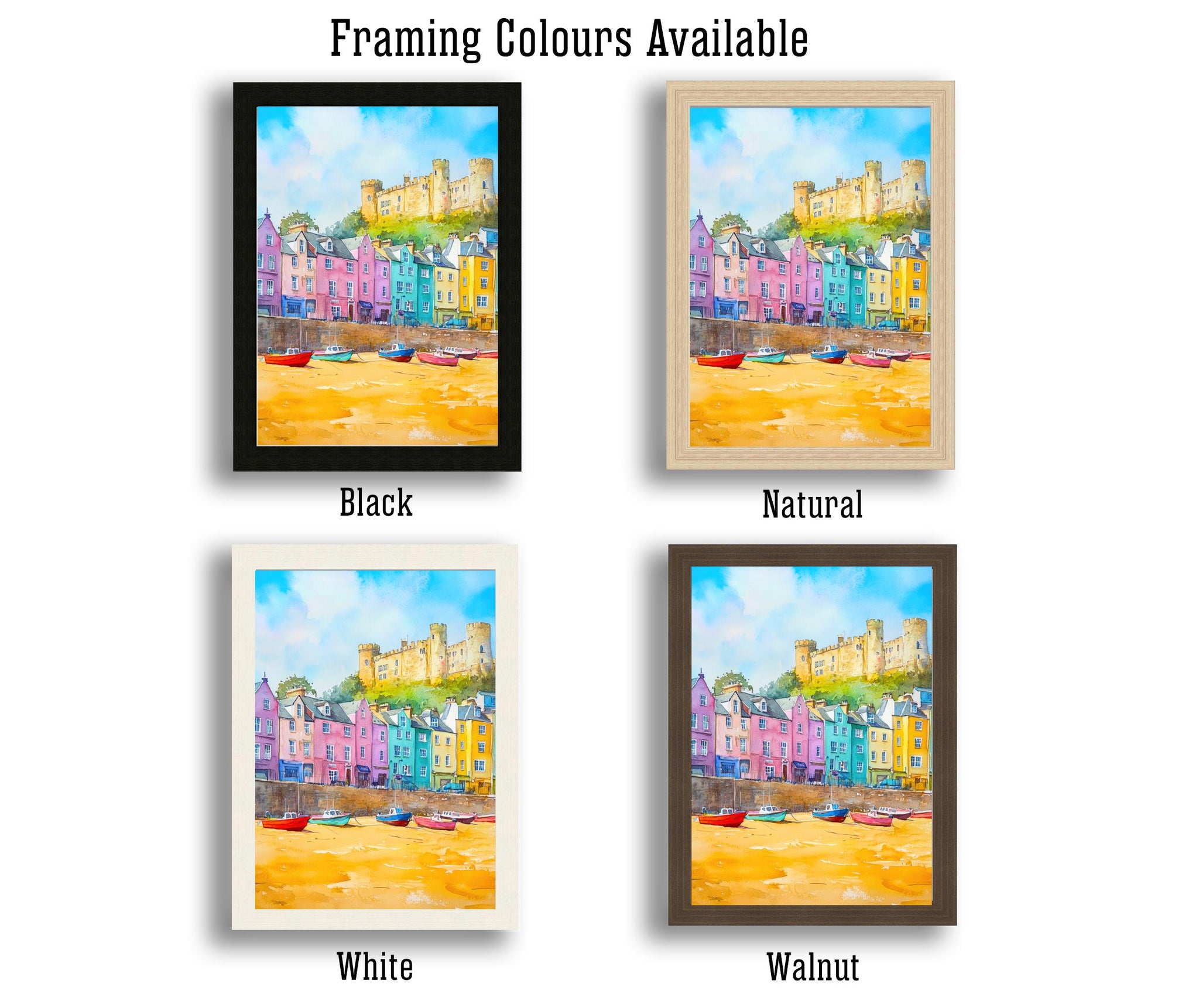 Tenby Wales Travel Poster Print Pembrokeshire Coast Wall Art Seaside Town Decor Gift for UK Beach Lovers and Scenic Coastal Landscape