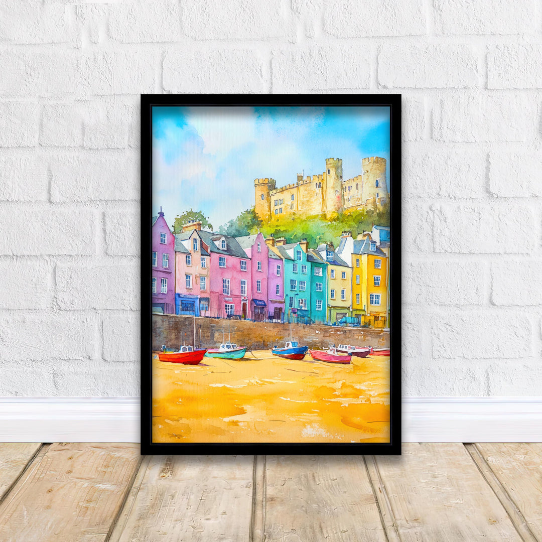 Tenby Wales Travel Poster Print Pembrokeshire Coast Wall Art Seaside Town Decor Gift for UK Beach Lovers and Scenic Coastal Landscape