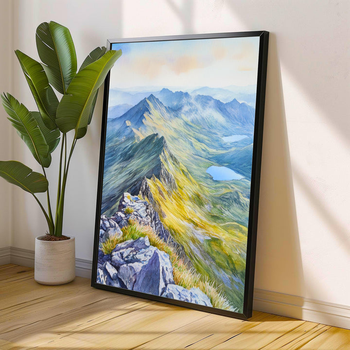 Snowdon Watercolour Painting Poster Wales Wall Art National Park Mountain Landscape Print Gift for UK Travel Lovers and Fans of Scenic
