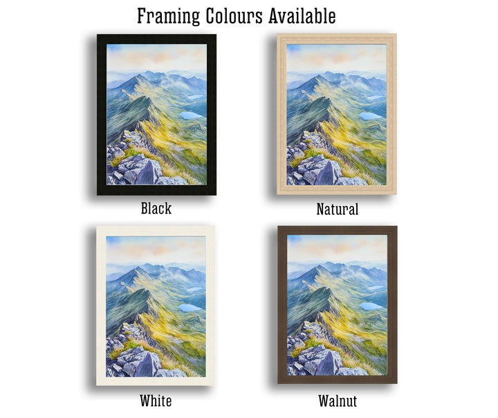 Snowdon Watercolour Painting Poster Wales Wall Art National Park Mountain Landscape Print Gift for UK Travel Lovers and Fans of Scenic