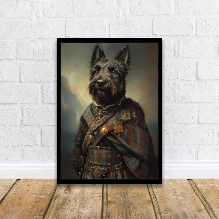 Scottish Terrier Portrait Poster Highland Dog Art Vintage Animal Illustration Tartan Wall Decor Dog Lover Gift