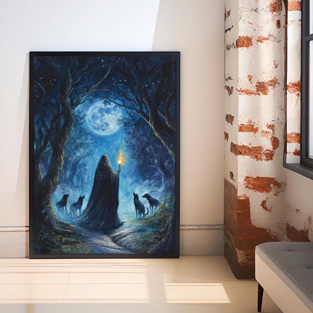 Hecate Celtic Goddess Poster Mythological Folk Art Mystic Wall Decor Enchanted Pagan Illustration