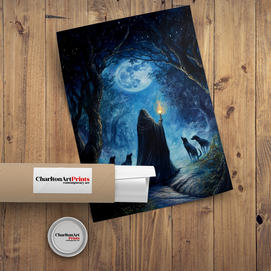 Hecate Celtic Goddess Poster Mythological Folk Art Mystic Wall Decor Enchanted Pagan Illustration