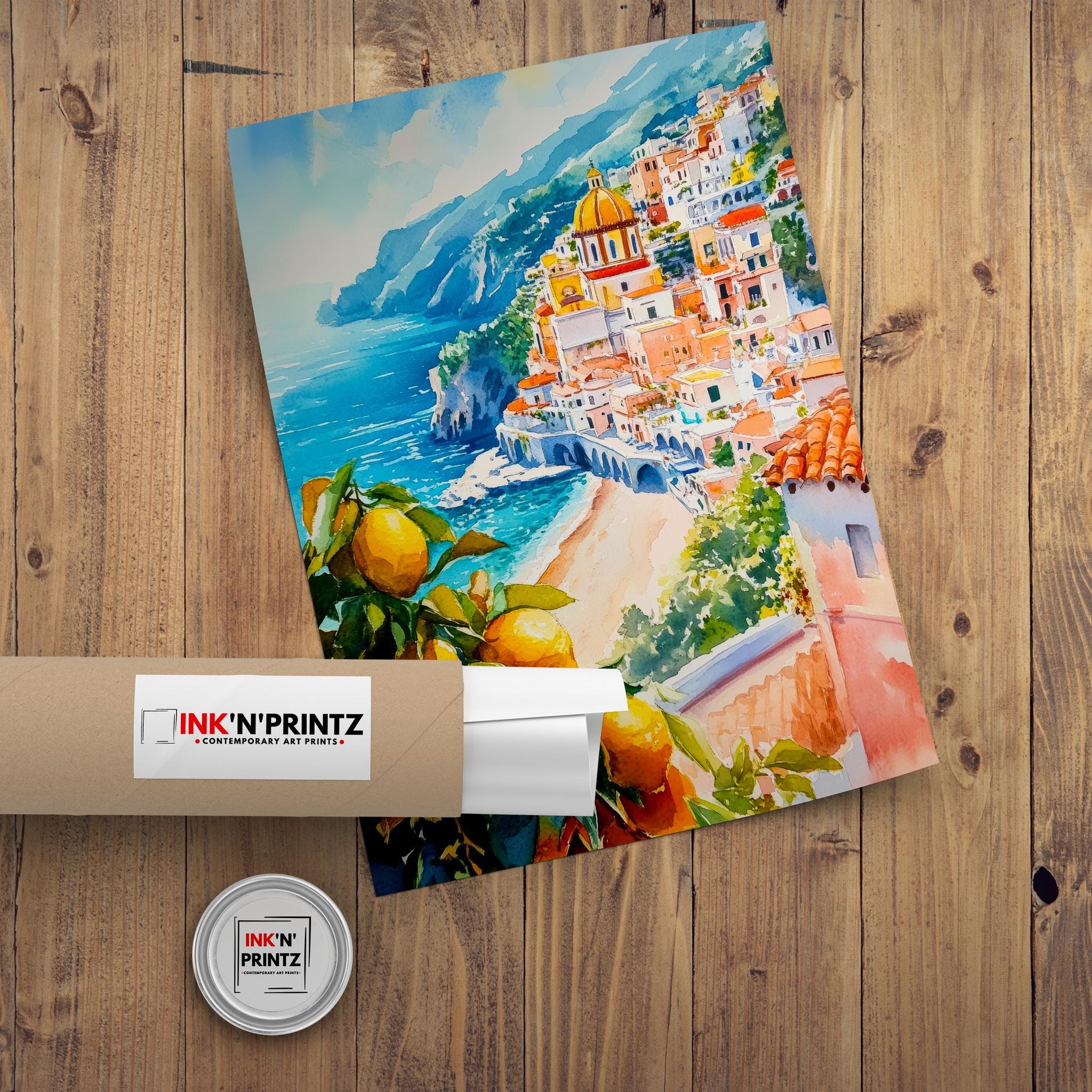 Amalfi Coast Watercolor Painting Italy Wall Art Mediterranean Coastal Print Scenic Landscape Decor Gift for Europe Lovers and Travel