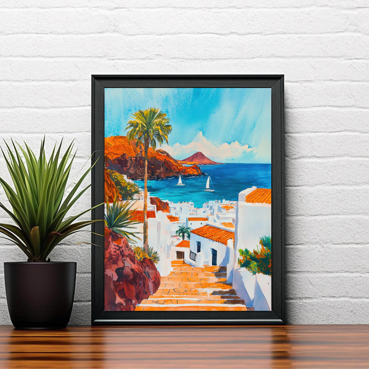 Lanzarote Canary Islands Spain Travel Poster Print Wall Art Volcanic Landscape Decor Gift for Europe Lovers and Spanish Island Travel