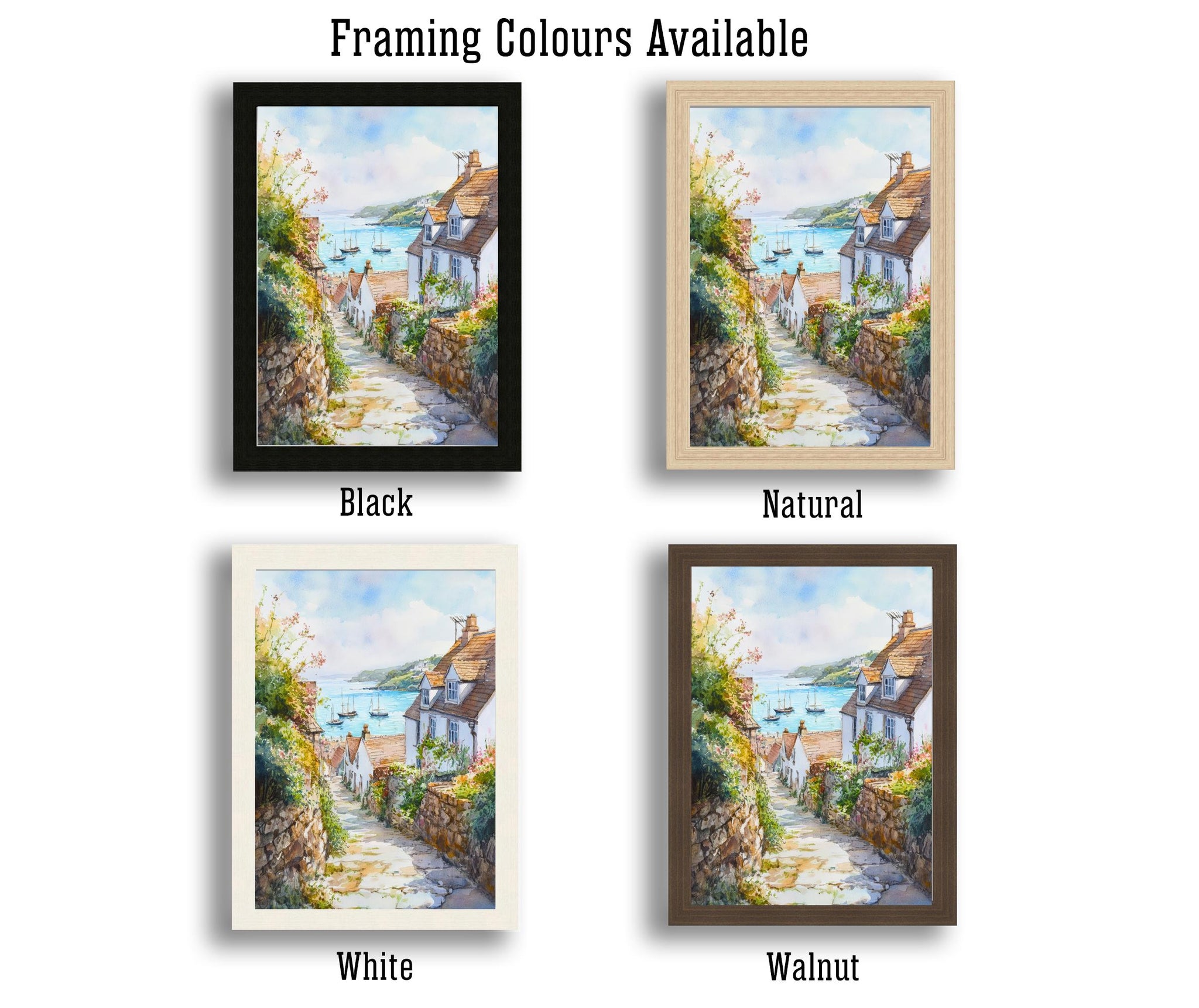 Looe Cornwall England Watercolour Painting Coastal Wall Art Seaside Town Print Decor Gift for UK Beach Lovers and Scenic Harbour Landscape