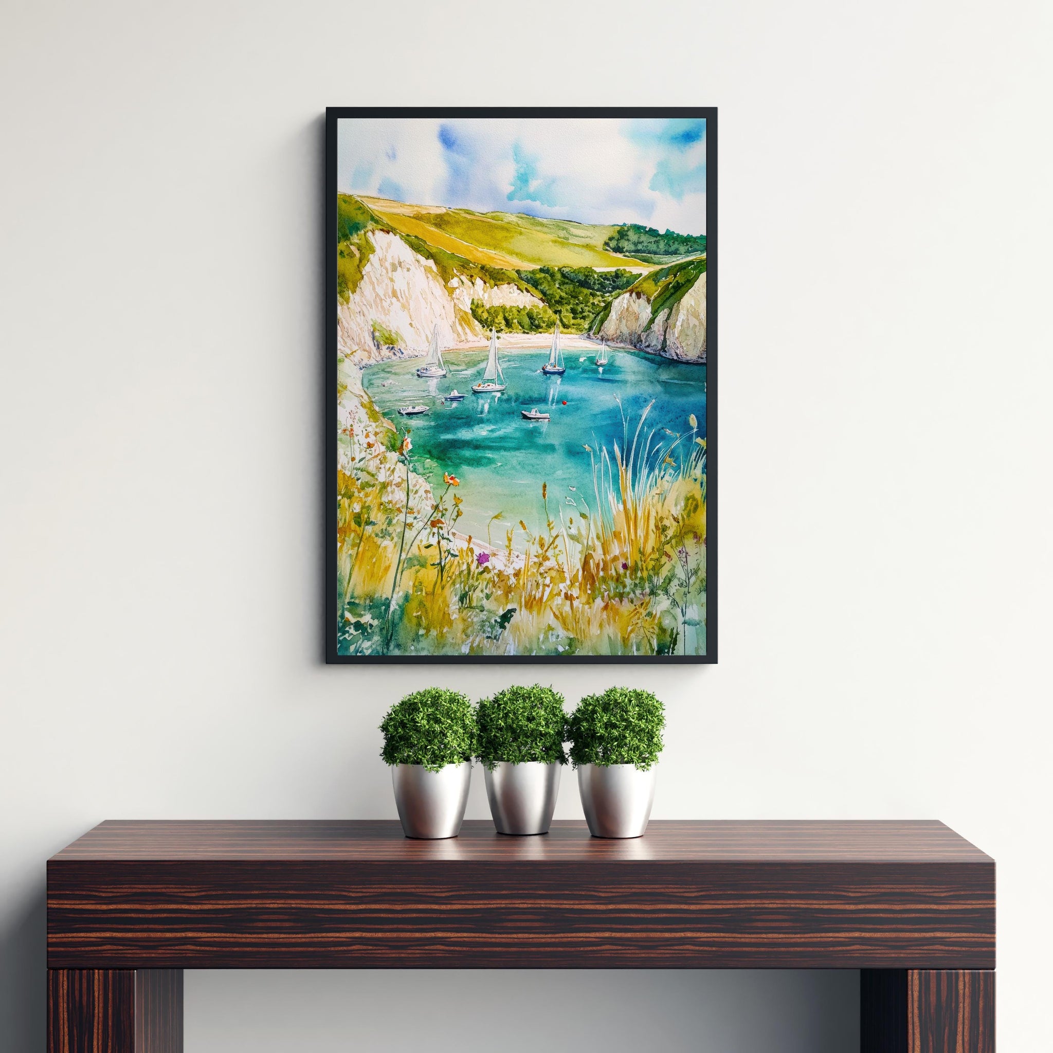 Lulworth Cove Dorset England Watercolor Painting Coastal Wall Art Scenic Landscape Print Decor Gift for UK Beach Lovers and Jurassic