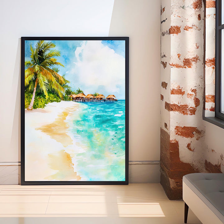 Maldives Travel Poster Print Indian Ocean Wall Art Tropical Island Decor Scenic Coastal Landscape Gift for Beach Lovers and Paradise
