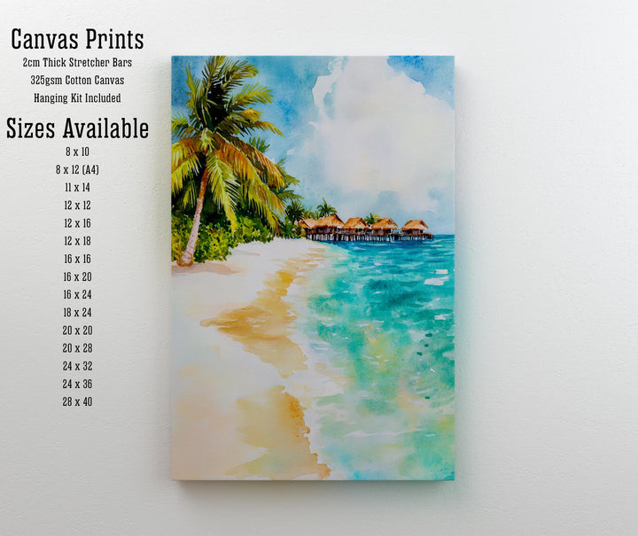 Maldives Travel Poster Print Indian Ocean Wall Art Tropical Island Decor Scenic Coastal Landscape Gift for Beach Lovers and Paradise