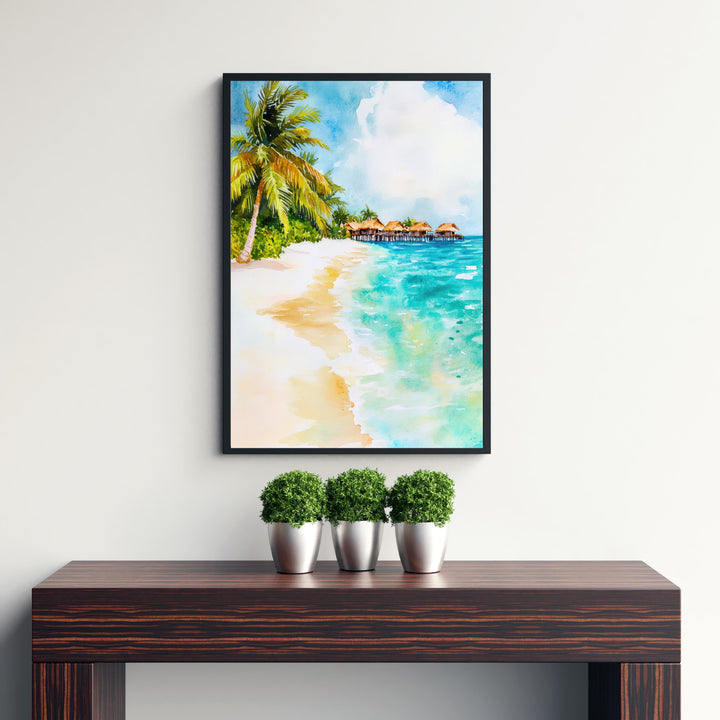 Maldives Travel Poster Print Indian Ocean Wall Art Tropical Island Decor Scenic Coastal Landscape Gift for Beach Lovers and Paradise