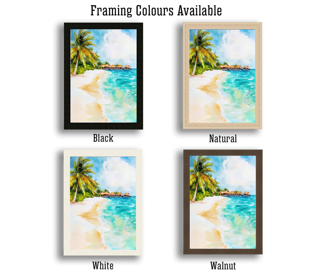 Maldives Travel Poster Print Indian Ocean Wall Art Tropical Island Decor Scenic Coastal Landscape Gift for Beach Lovers and Paradise